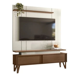 Rack Com Painel Para TV 65 Polegadas 1.6 Zacat EAX Móveis Cedro/Off White