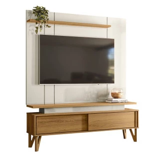 Rack Com Painel Para TV 65 Polegadas 1.6 Zacat EAX Móveis Freijo/Off White