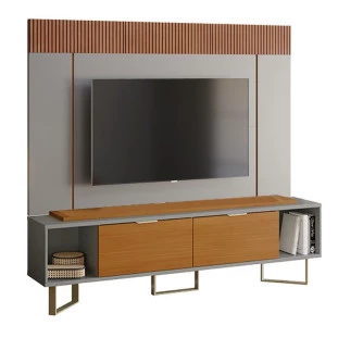 Rack Com Painel Para TV 75 Polegadas Sagary 2.1 EAX Móveis Cinza/Tauari