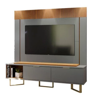 Rack Com Painel Para TV 70 Polegadas Sagary 1.8 EAX Móveis Cinza/Tauari