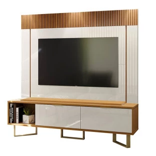 Rack Com Painel Para TV 70 Polegadas Sagary 1.8 EAX Móveis Tauari/Off White