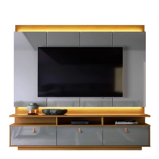 Rack com Painel Para TV 75 Polegadas 207cm Marrocos Lukaliam Tauari/Cinza Perolizado