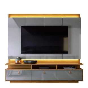 Rack com Painel Para TV 75 Polegadas 2.1 Zory EAX Móveis Tauari/Cinza