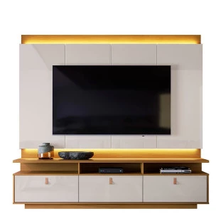 Rack com Painel Para TV 75 Polegadas 2.1 Zory EAX Móveis Tauari/Off White