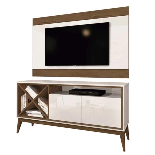 Rack Com Painel Para TV 55 Pol Merlot 135 EDN Off White/Naturale