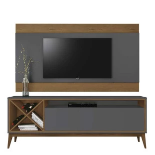 Rack Com Painel Para TV 65 Pol Merlot 180 EDN Grafite/Naturale