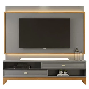 Rack com Painel Para TV 75 Polegadas 2.1 Koly EAX Móveis Cinza/Tauari
