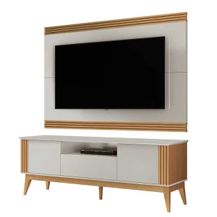 Rack Com Painel Ripado Para TV 75 Pol Brunt 1.8 EAX Móveis Fendi/Freijo