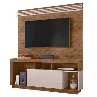 Rack Com Painel TV Até 55 Pol Napole 1.6 Lukaliam Canela/Off White