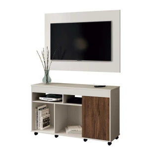 Rack com Painel Para TV 40 Vision EDN Off White/Naturale