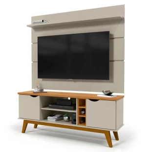 Rack com Painel Para TV 65 Polegadas 160cm Prism 1.6 Patrimar Off White/Cinamomo