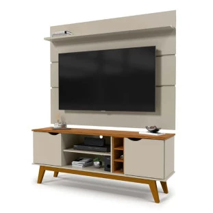Rack com Painel Para TV 65 Polegadas 160cm Prism 1.6 Patrimar Off White/Cumaru