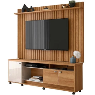 Rack com Painel Ripado Para TV 75 Polegadas Dallas Lukaliam Freijo/Off White