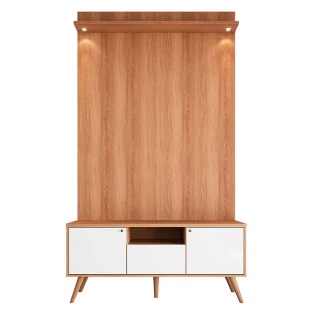 Rack Com Painel 136cm Para TV 55 Polegadas River 1.36 Lukaliam Jequitiba/Off White