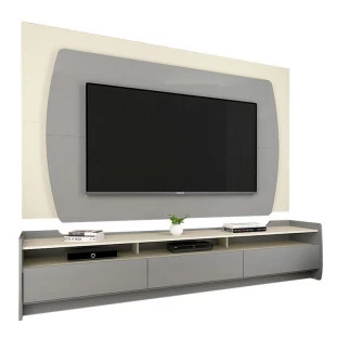 Rack com Painel TV 70 Polegadas Sublime 2.2 Gelius Cinza/Off White