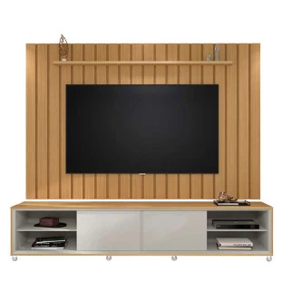 Rack Com Painel Ripado Brise TV 75 Polegadas 260cm Thor 2.6 EDN Freijo/Fendi