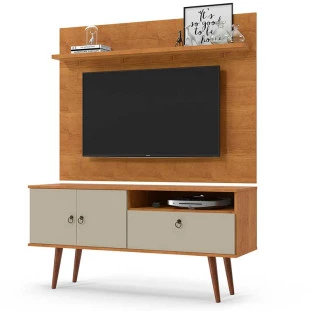 Rack com Painel 137cm Para TV 46 Polegadas Topázio Patrimar Cinamomo/Off White