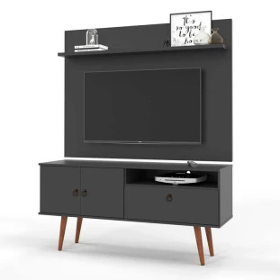 Rack com Painel 137cm Para TV 46 Polegadas Topázio Patrimar Preto