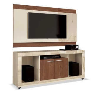 Rack Com Painel Para Sala TV 50 Pol Triton EDN Off White/Naturale
