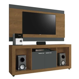 Rack Com Painel Para Sala TV 55 Pol Triton EDN Naturale/Grafite