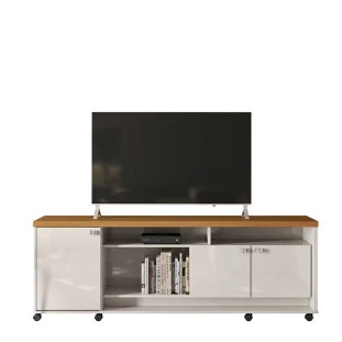 Rack Bancada Para TV 65 Polegadas Dallas 1.8 Lukaliam Off White/Tauari