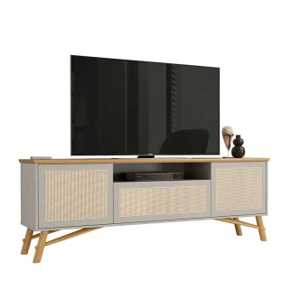 Rack Para Sala 1.8 Com Rattan TV 75 Pol Dante EAX Móveis Fendi/Freijo