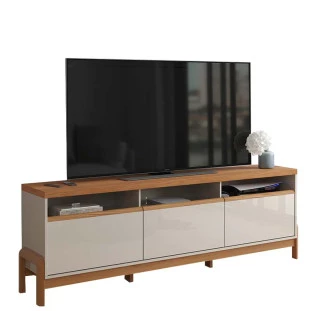 Rack Bancada Sala 190cm Para TV 75 Polegadas Elegance 1.90 Lukaliam Off White/Jequitiba