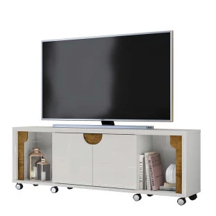 Rack Bancada Para TV Até 65 Pol  Firenze 1.8 Lukaliam Off White/Canela