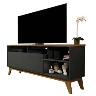 Rack Bancada Para TV Até 50 Pol Nevada 1.36 Lukaliam Preto/Canela