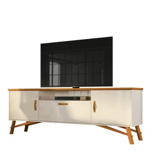 Rack Retro 180cm Para Sala TV 75 Polegadas Soggiorno EAX Móveis Off White/Cedro