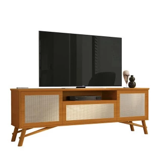 Rack Para Sala 180cm Com Rattan TV 75 Polegadas Dante EAX Móveis Cedro