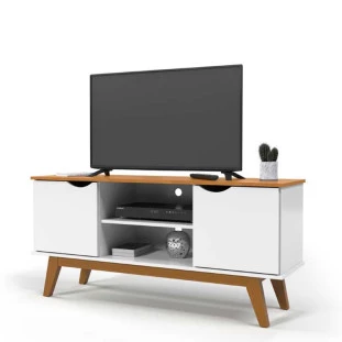 Rack Para TV Sala 55 Polegadas 140cm Prism 1.4 Patrimar Branco/Cinamomo