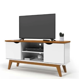 Rack Para TV Sala 55 Polegadas 140cm Prism 1.4 Patrimar Branco/Cumaru