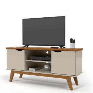 Rack Para TV Sala 55 Polegadas 140cm Prism 1.4 Patrimar Off White/Cumaru