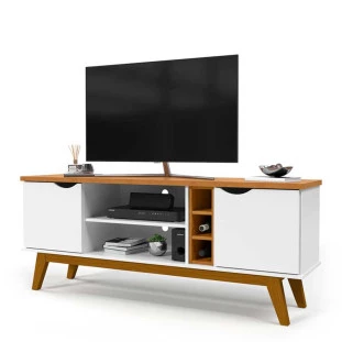 Rack Para TV Sala 65 Polegadas 160cm Prism 1.6 Patrimar Branco/Cinamomo