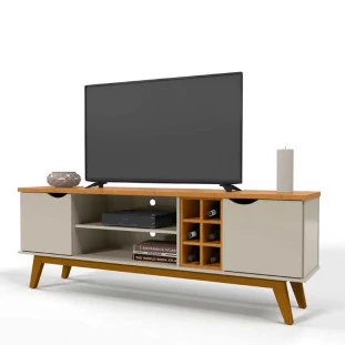 Rack Para TV Sala 75 Polegadas 180cm Prism 1.8 Patrimar Off White/Cinamomo