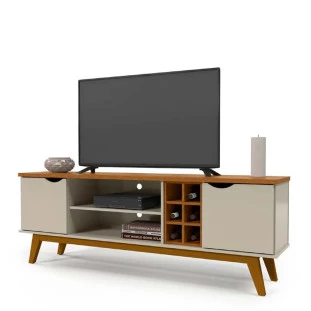 Rack Para TV Sala 75 Polegadas 180cm Prism 1.8 Patrimar Off White/Cumaru