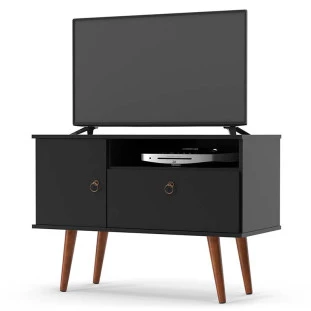 Rack Pequeno Retrô TV 32 Polegadas 90cm Yan Patrimar Preto