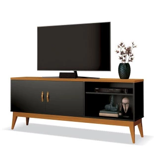 Rack Sala Estar 160cm TV 60 Polegadas Gara EAX Móveis Preto/Cedro