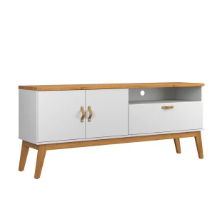 Rack Sala Quarto 160cm Para TV 60 Sirius 1.6 Patrimar Branco Acetinado/Cinamomo