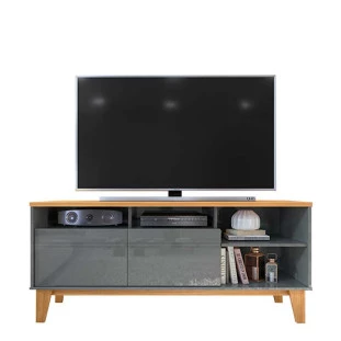 Rack Bancada Sala Para TV 50 Polegadas 136cm Tauros Lukaliam Cinza Perolizado/Tauari