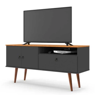 Rack Retrô Para TV 46 Polegadas 137cm Topázio Patrimar Grafite/Cinamomo