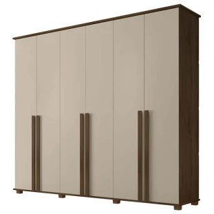 Guarda Roupa Casal 6 Portas 263cm Com Pés Amsterdã RV Móveis Freijo/Off White