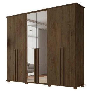 Guarda Roupa Casal 263cm 6 Portas Com Espelho Amsterdã RV Móveis Freijo