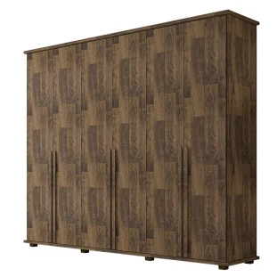 Guarda Roupa Casal 271cm 6 Portas 5 Gavetas Estrela RV Móveis Amadeirado