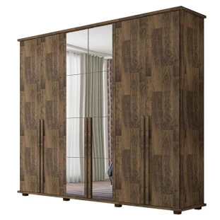 Guarda Roupa 6 Portas com Espelho 271cm Estrela RV Móveis Amadeirado