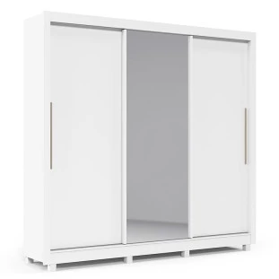 Guarda Roupa Casal Grande Espelhado 3 Portas Imperial Gelius Branco