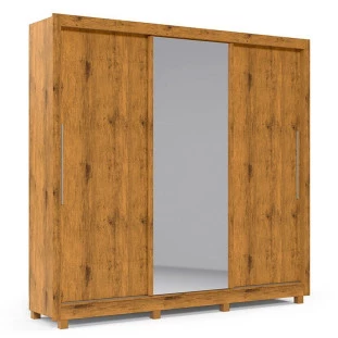 Guarda Roupa Casal Grande Espelhado 3 Portas Imperial Gelius Madeirado