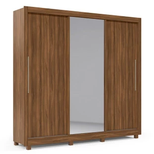 Guarda Roupa Casal Grande Espelhado 3 Portas Imperial Gelius Nogueira