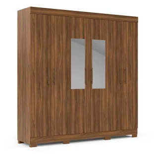 Guarda Roupa 6 Portas Com Espelho 2.0 Madri Gelius Nogueira